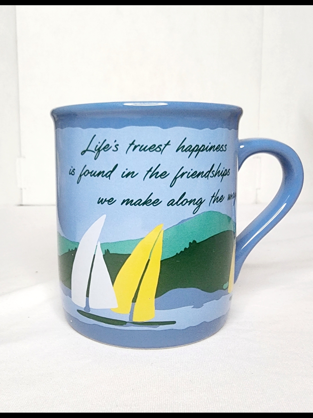 Vintage 1985 Hallmark Mug Mates Sailboat Coffee Cup Friendship Sailing Japan